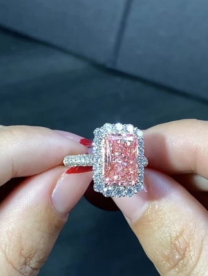 кольцо с бриллиантом пинка ювелирных изделий диаманта лаборатории 4.56ct излучающее отрезанное