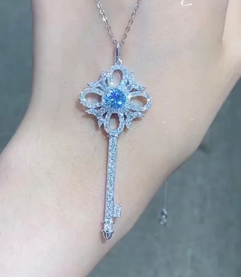 Лаборатория IGI выращенный бриллиант ювелирные изделия Синий круглый 18k Белое золото Замужество 1,05 карат