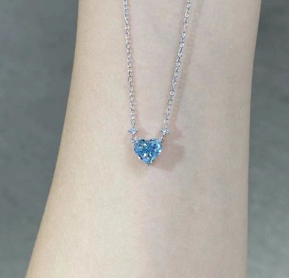 1.51ct Лабораторный бриллиант Ювелирные изделия Синтетический Cvd Синий Сердечный Подвесок 18k Белое золото