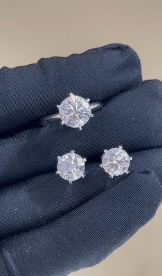 Классический T Six Prongs Лабораторно выращенный бриллиантовый перстень