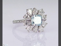 В общей сложности 3.284ct CVD Lab Grown Cushion Cut Synthetic Sky Blue Diamond Luxury 18K White Gold Set Custom