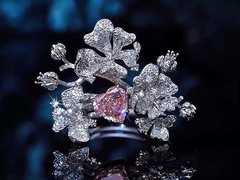 Дизайн ювелирных изделий Розовый Лабораторные розовые бриллианты Кольца Роскошный дизайн для вечеринки Сердечная форма Бриллиантовая кольцо