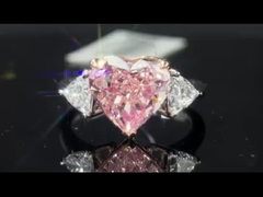 CVD 4.19ct три камня в стиле розовое сердце лаборантно выращенное бриллиантовое кольцо 18k золото